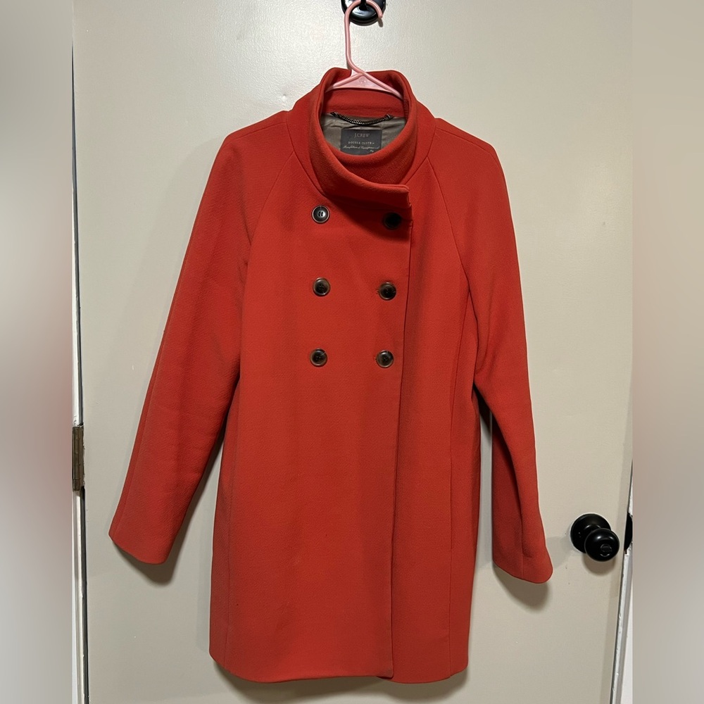 J. Crew Orange Double Cloth Double Breasted Orange  Coat size 10